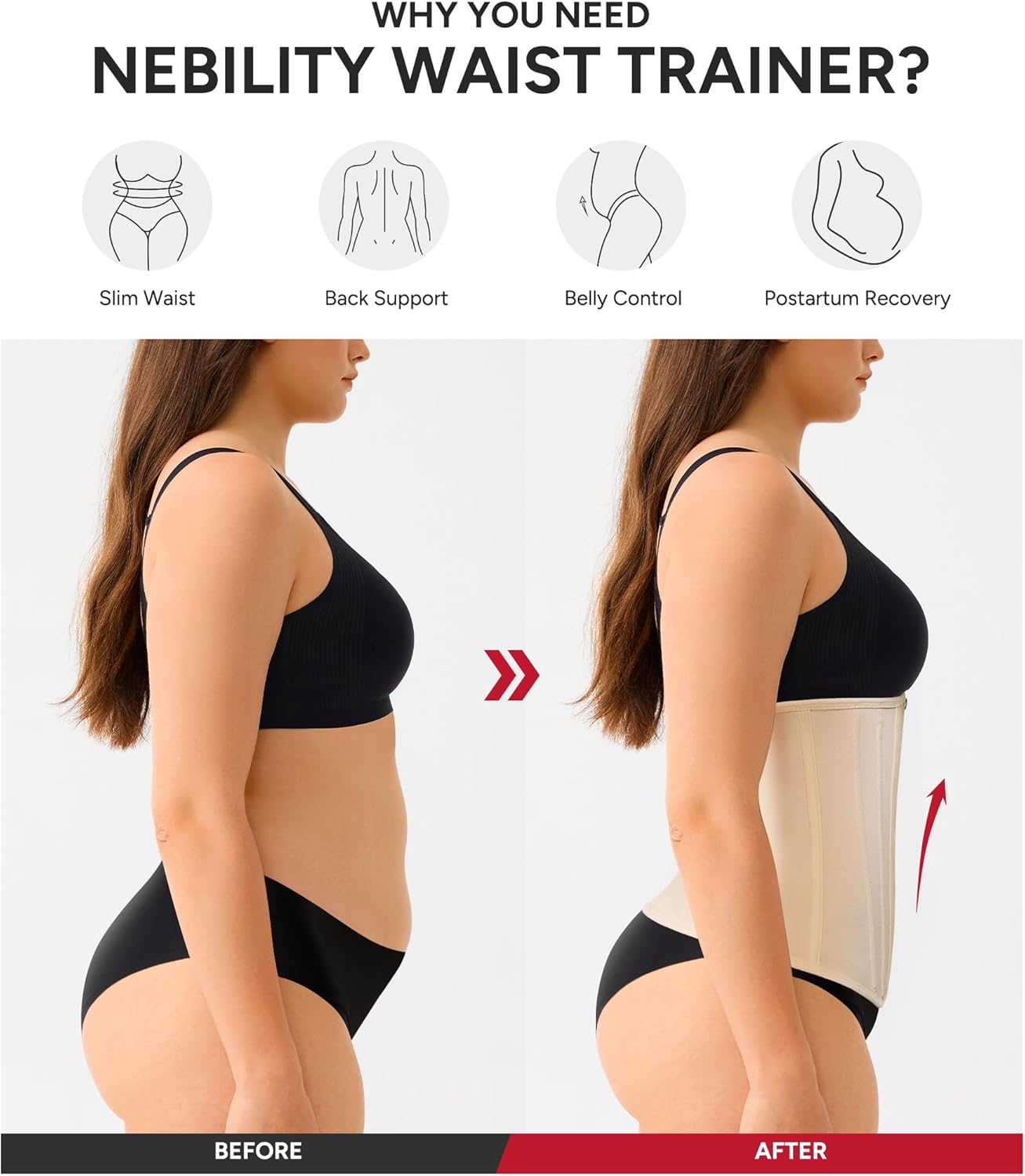 Nebility Waist Trainer for Women Zipper Corset Shapewear Tummy Control Mesh Waist Cincher Faja Body Shaper - Image 7