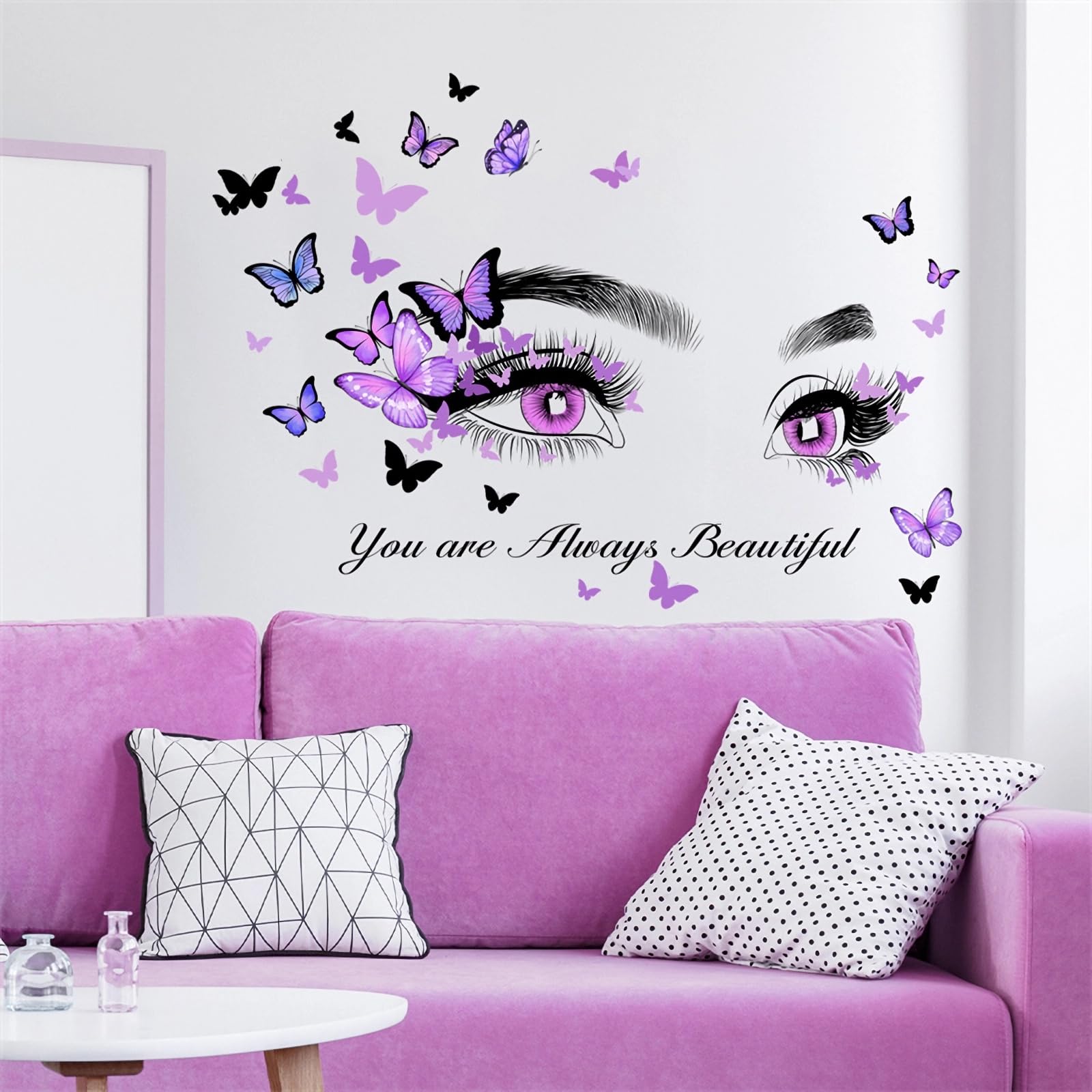 Purple Butterfly Wall Stickers - Removable Vinyl Decals With Inspirational Quotes For Room Decor