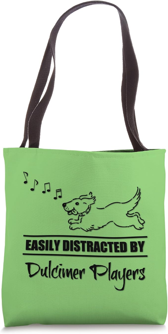 Dog Easily Distracted By Dulcimer Players Music Notes Tote Bag