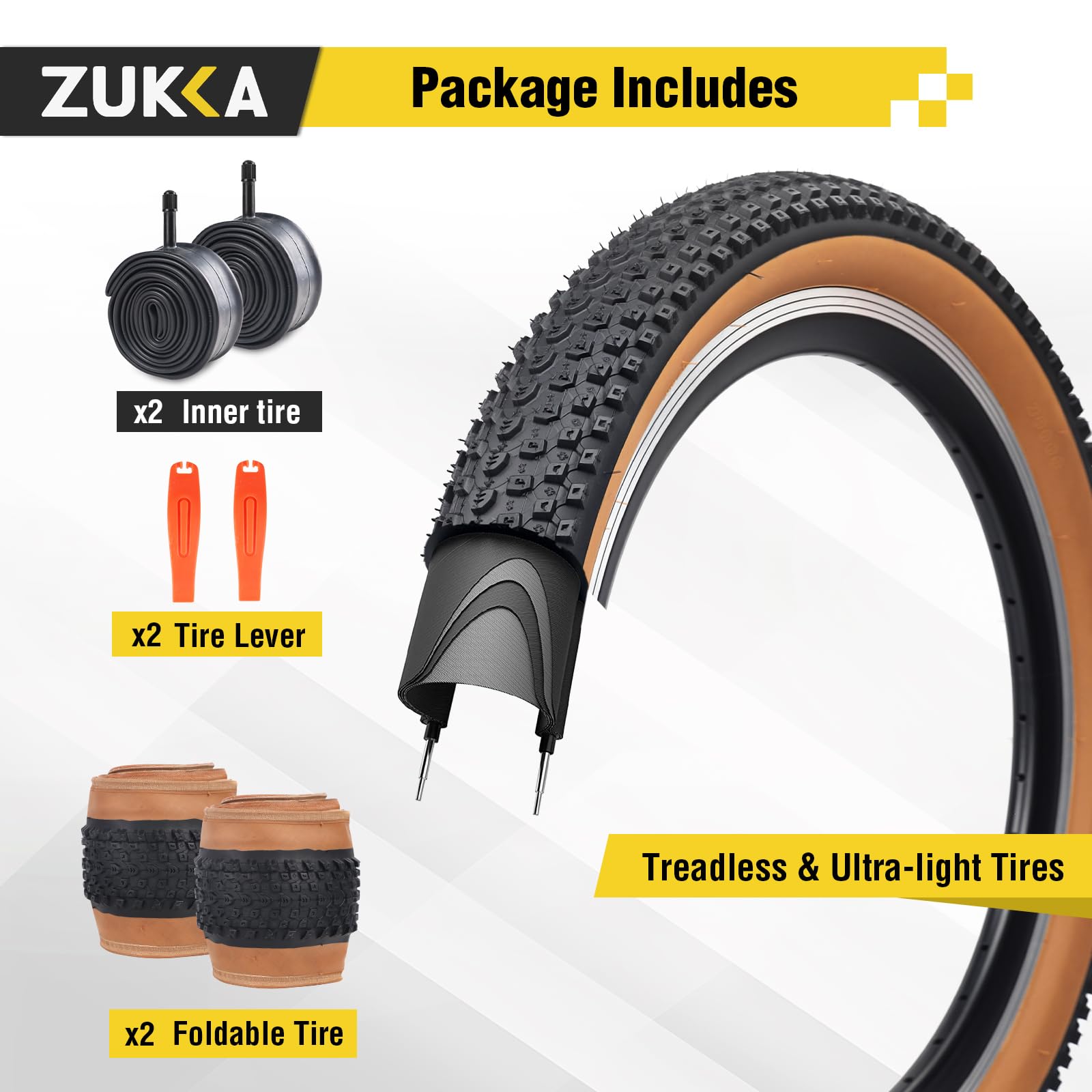 ZUKKA Pneumatico per bici 20/24/26/27,5/29 x 2,125 pneumatico per bici da mountain bike pieghevole per mountain bike, per bambini