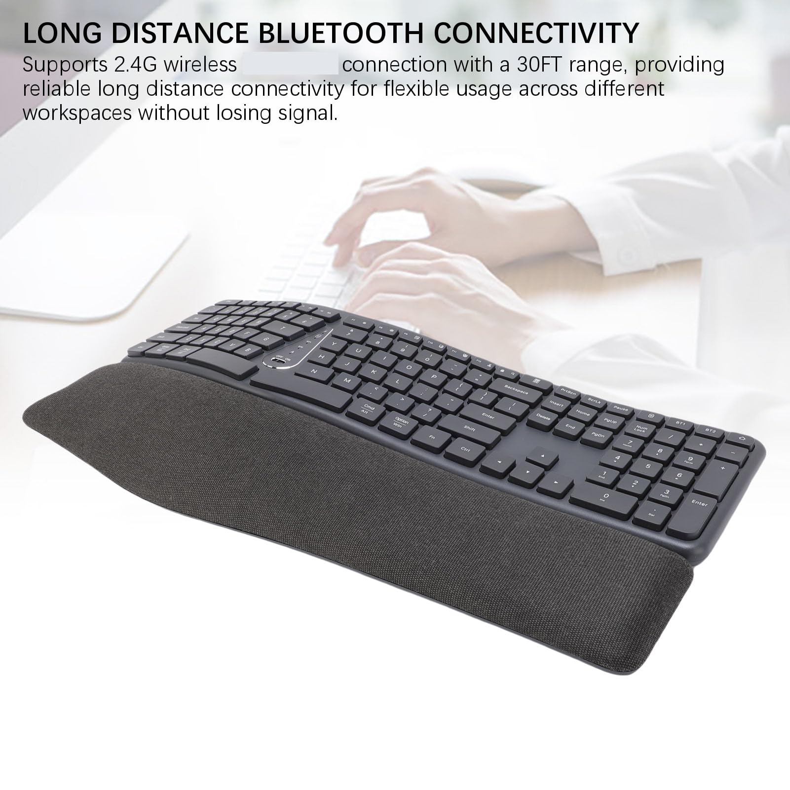 Annadue Tastiera Ergonomica Wireless, Tastiera Divisa, 2,4 G BT5.0 111 Chiavi Ricaricabili con Riposo Al Polso in Memory Foam, USB C per 98/10.