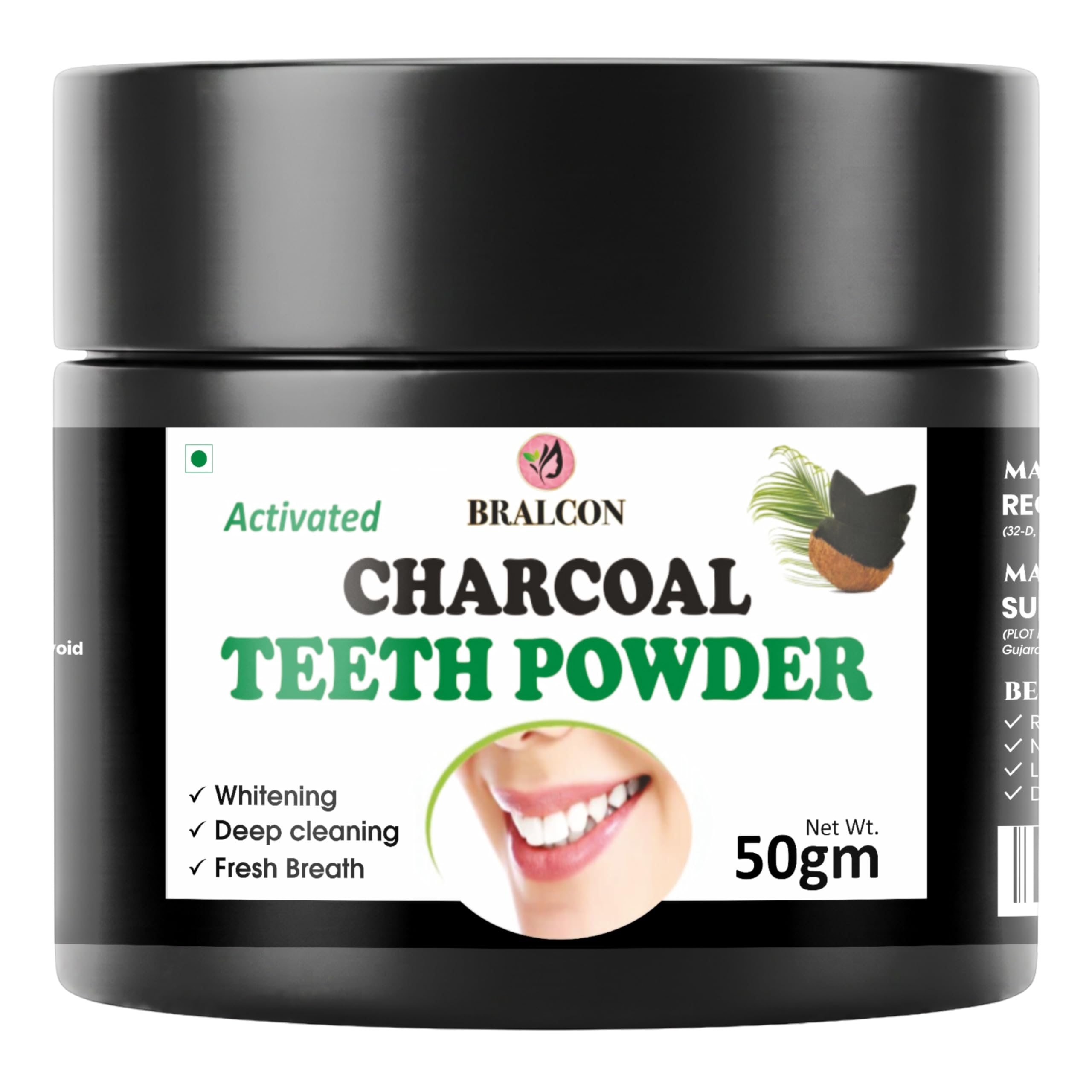 Bralcon Activated Charcoal Teeth Powder with Ajwain, Clove and Rock Salt for Deep Cleaning & Fresh Breath - 50g-image-8