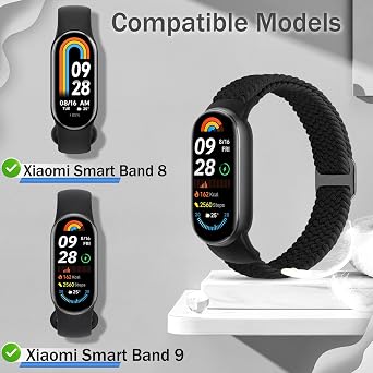 Braided Strap for Xiaomi Smart Band 10/Xiaomi Smart Band 9/Xiaomi Smart Band 8 Straps for Women Men, Elastic Adjustable Woven Replacement Bands for Mi Band 10/9/8