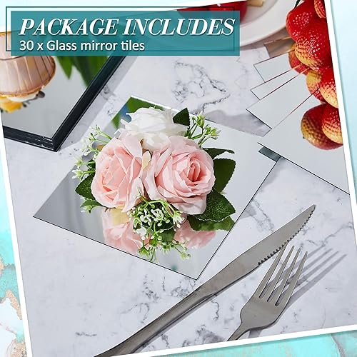 Miniatura 8 de Soaoo 50 piezas de azulejos cuadrados de vidrio de 6 pulgadas, espejo cuadrado de mosaico, azulejos de vidrio, espejo para manualidades, proyectos,