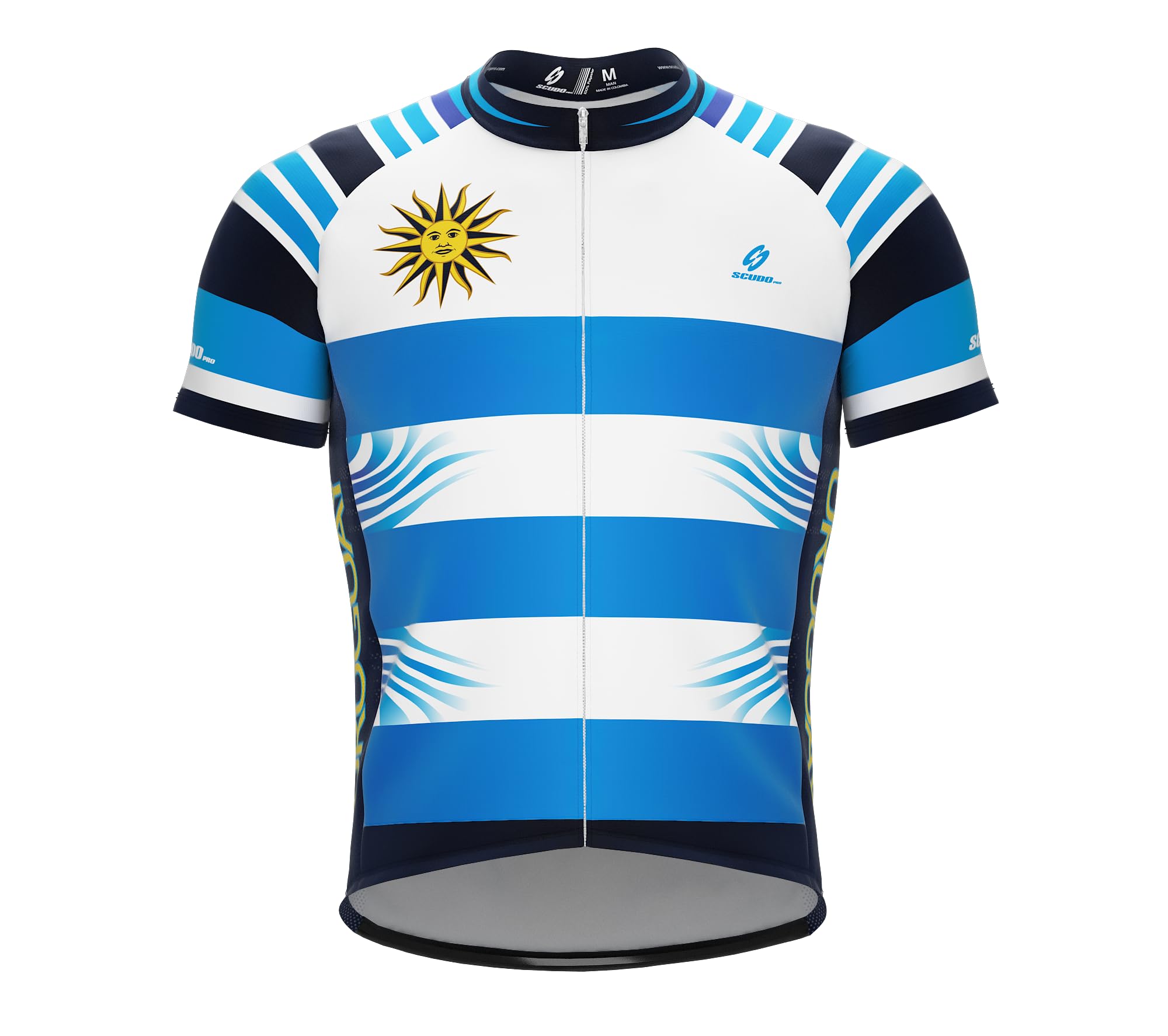 ScudoPro Country Uruguay Short Sleeve Cycling Jersey for Men - Size L Multi-Colored