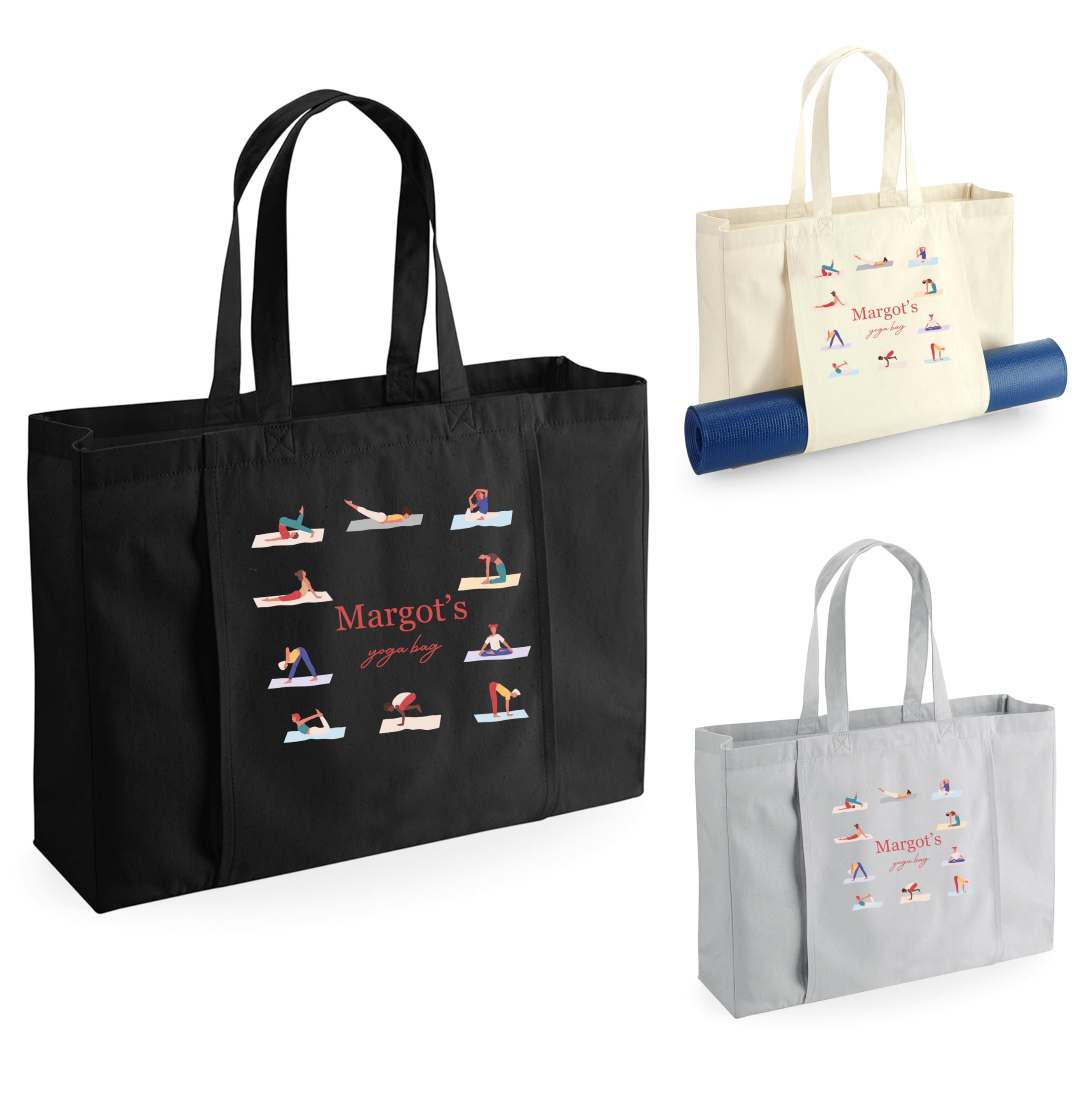 Personalised Yoga Mat Bag Organic Pilates Bag Yoga stuff Sports Gym bag Mat not included Yoga Positions