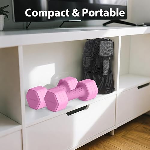 Miniatura 7 de Juego de 2 mancuernas ajustables, 4 en 1, juego de mancuernas de peso gratis para mujeres en casa, juego de mancuernas de 5 libras con mango cómodo