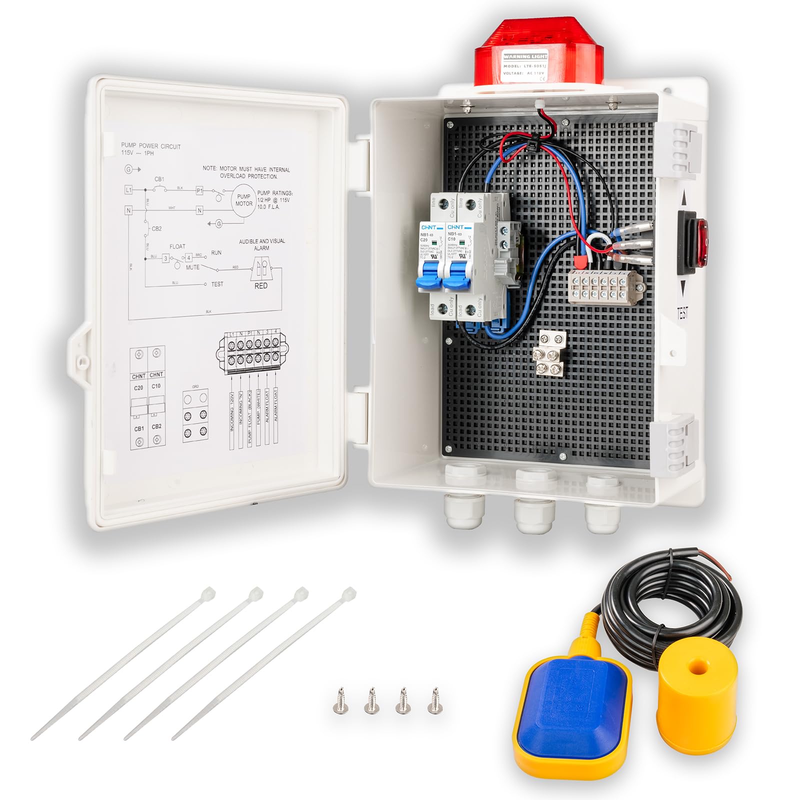 Sump Control Panel, Zelinhol High Septic Tank Featuring 110DB