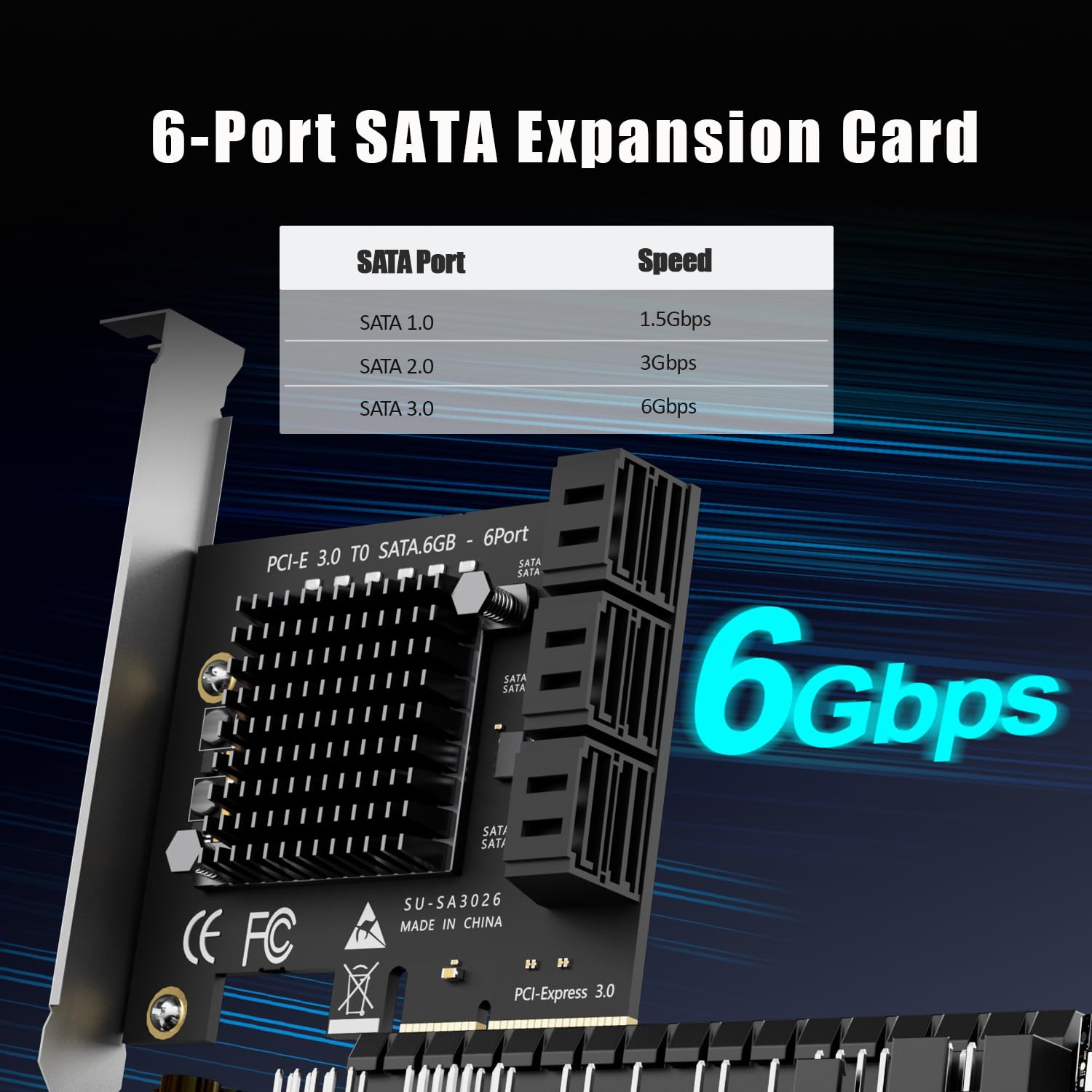 GLOTRENDS 6 Port SATA Expansion Card - Add 6 Drives! -2