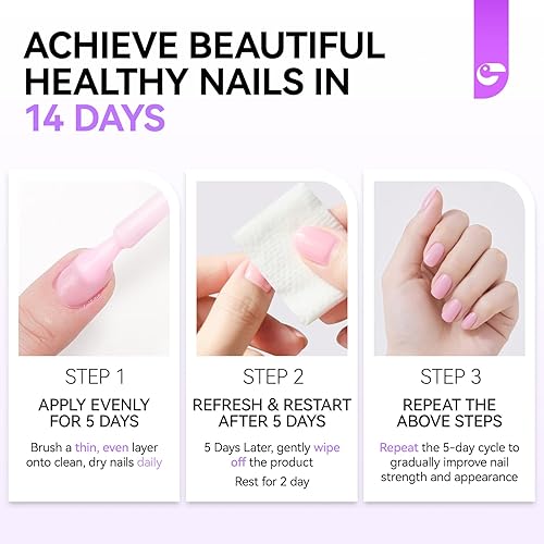 Miniatura 2 de Proteína fortalecedora de uñas para uñas dañadas endurecedor de uñas natural 6 en 1 rosa, extra fuerte y crecimiento, reparación duradera para uñas