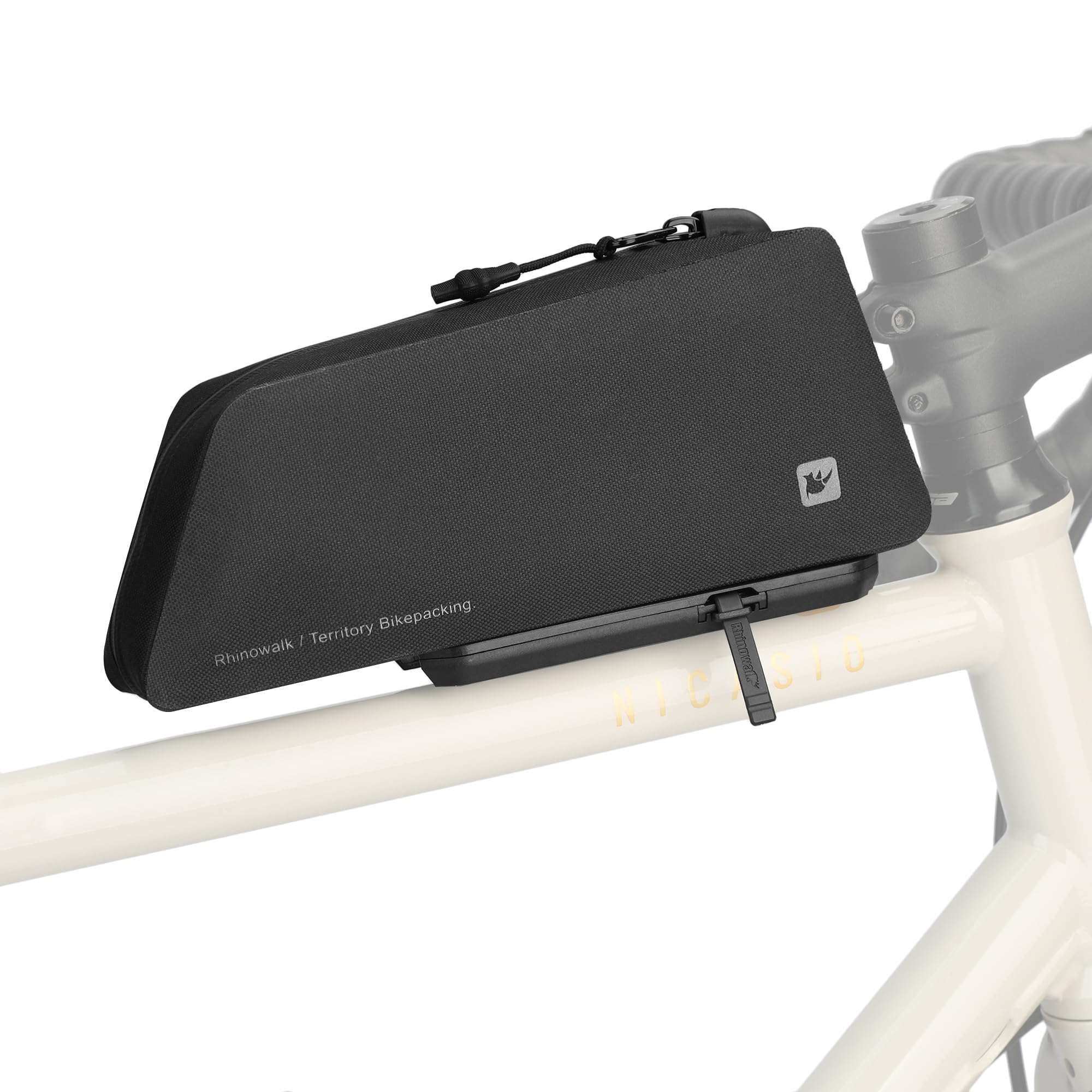 Photo 1 of Rhinowalk Waterproof Bolt-On Bike Top Tube Bag, FSB Quick Release Hard Shell Frame Bag, Slim Aerodynamic Cycling Storage with Charging Port for Road Mountain Gravel Bikes