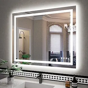 ISKM LED Mirror for Bathroom Lighted Vanity Mirror for Wall Front Lights + Backlit LED Bathroom Mirror Anti-Fog Tempered Glass ETL Listed (Front and Backlit, 40''L x 32''W)