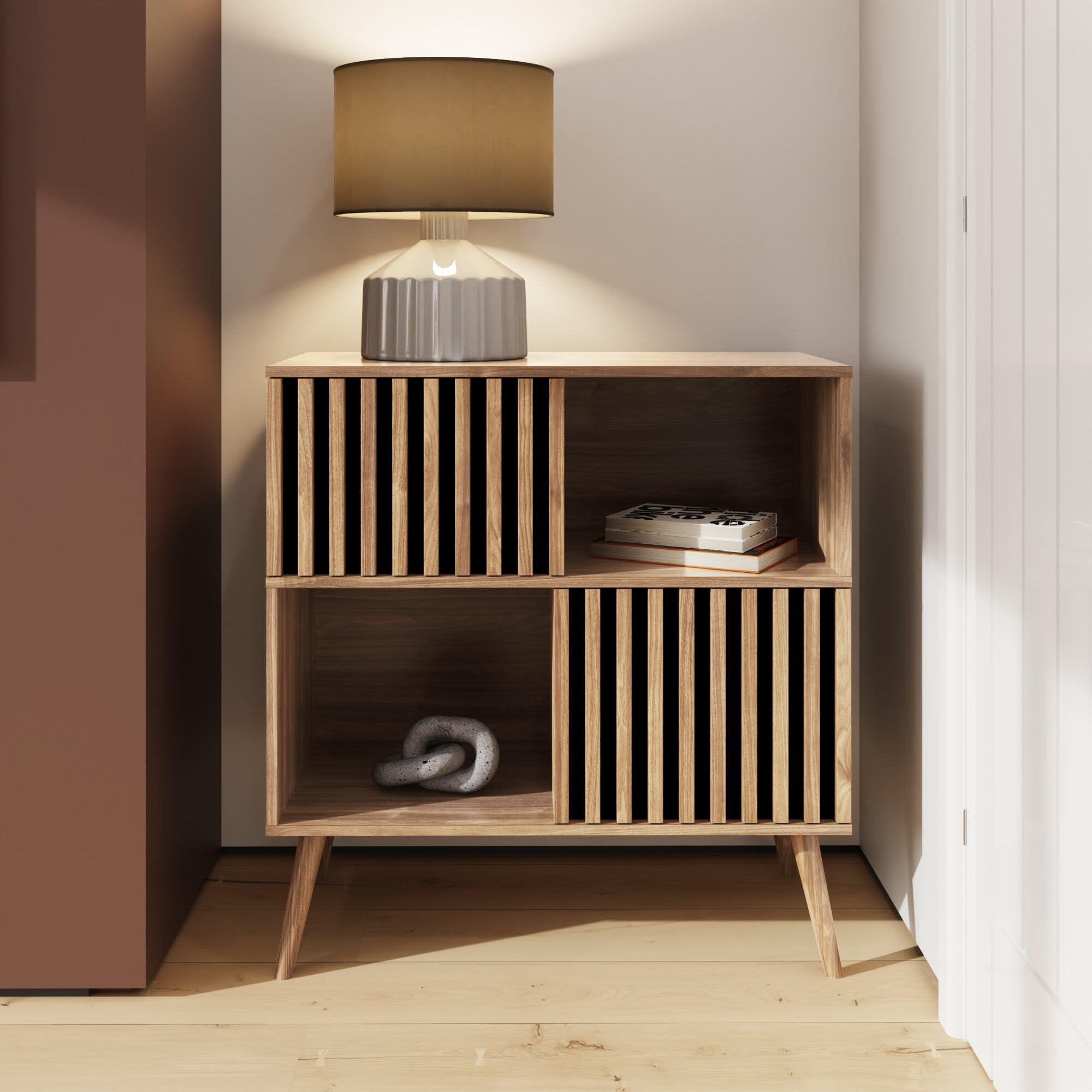 GFW Rowan Oak Louvered Compact Sideboard Small