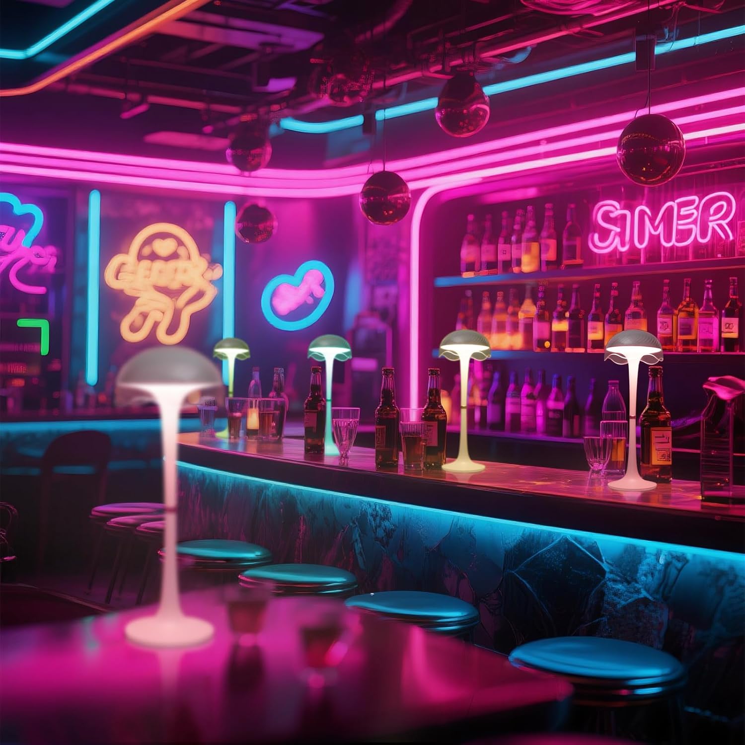 Cordless Table Lamp, Portable Battery Operated Touch Control Lamp with 3 Colors & 7 RGB Stepless Dimmable, Rechargeable Table Lamp for Home Office/Dinner/Restaurant/Bedroom (White)