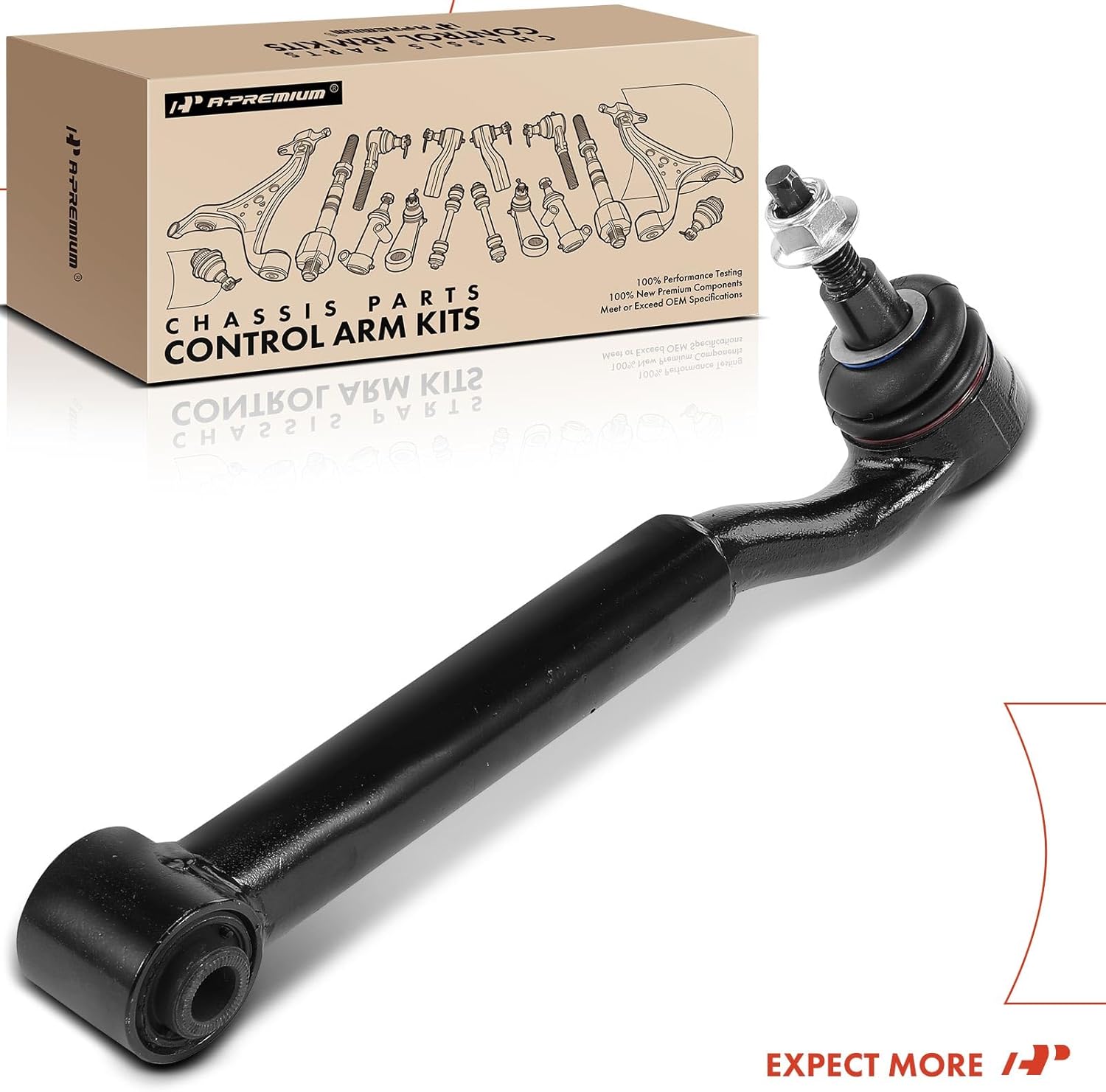 A-Premium Front Left Rearward Lower Control Arm, with Ball Joint & Bushing, Compatible with Ford Mustang 2015-2020