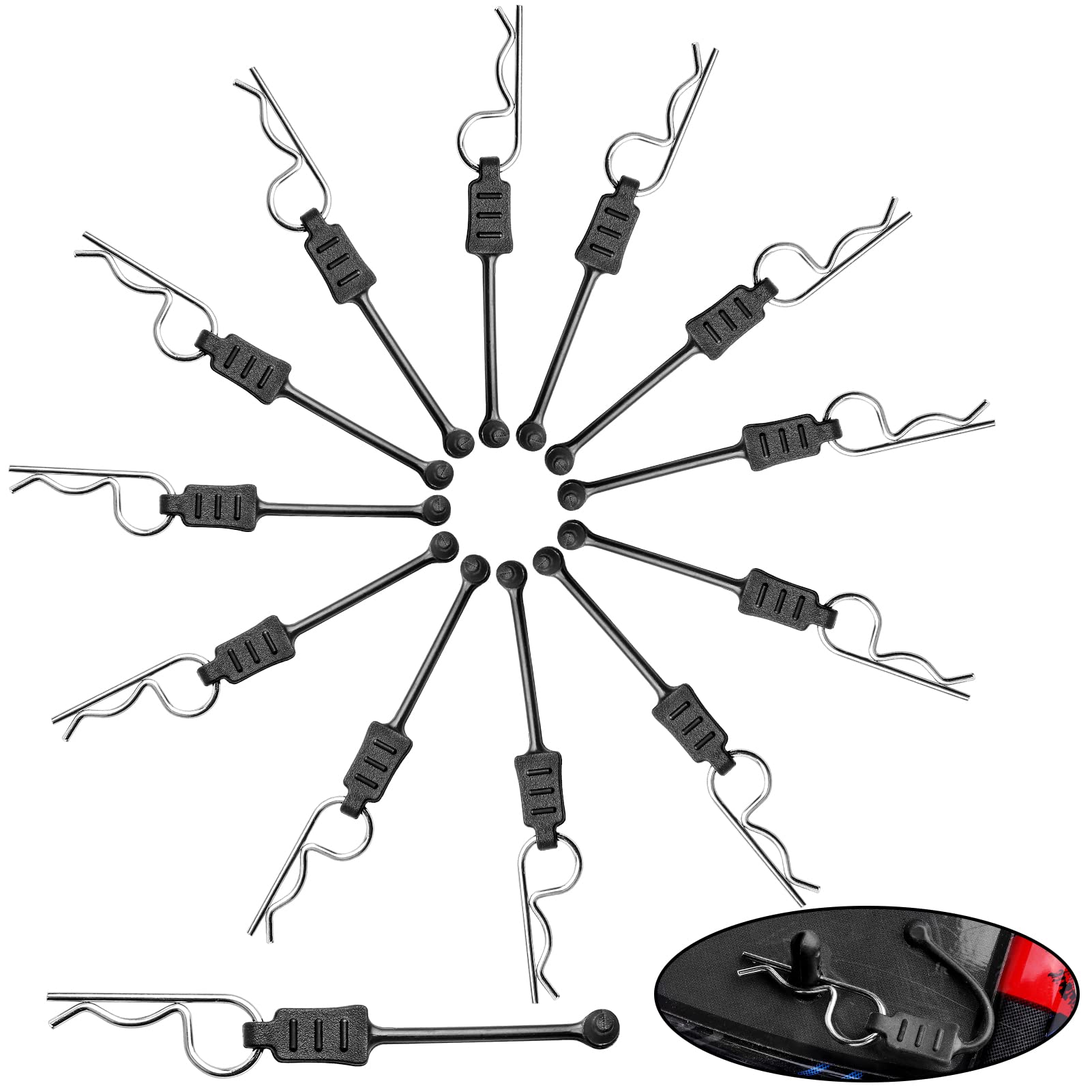 RC Body Clips with Pull Tabs for 1/10 1/12 1/14 Arrma Axial SCX10 Redcat Tamiya HSP Himoto, 20-Pack (Silver)