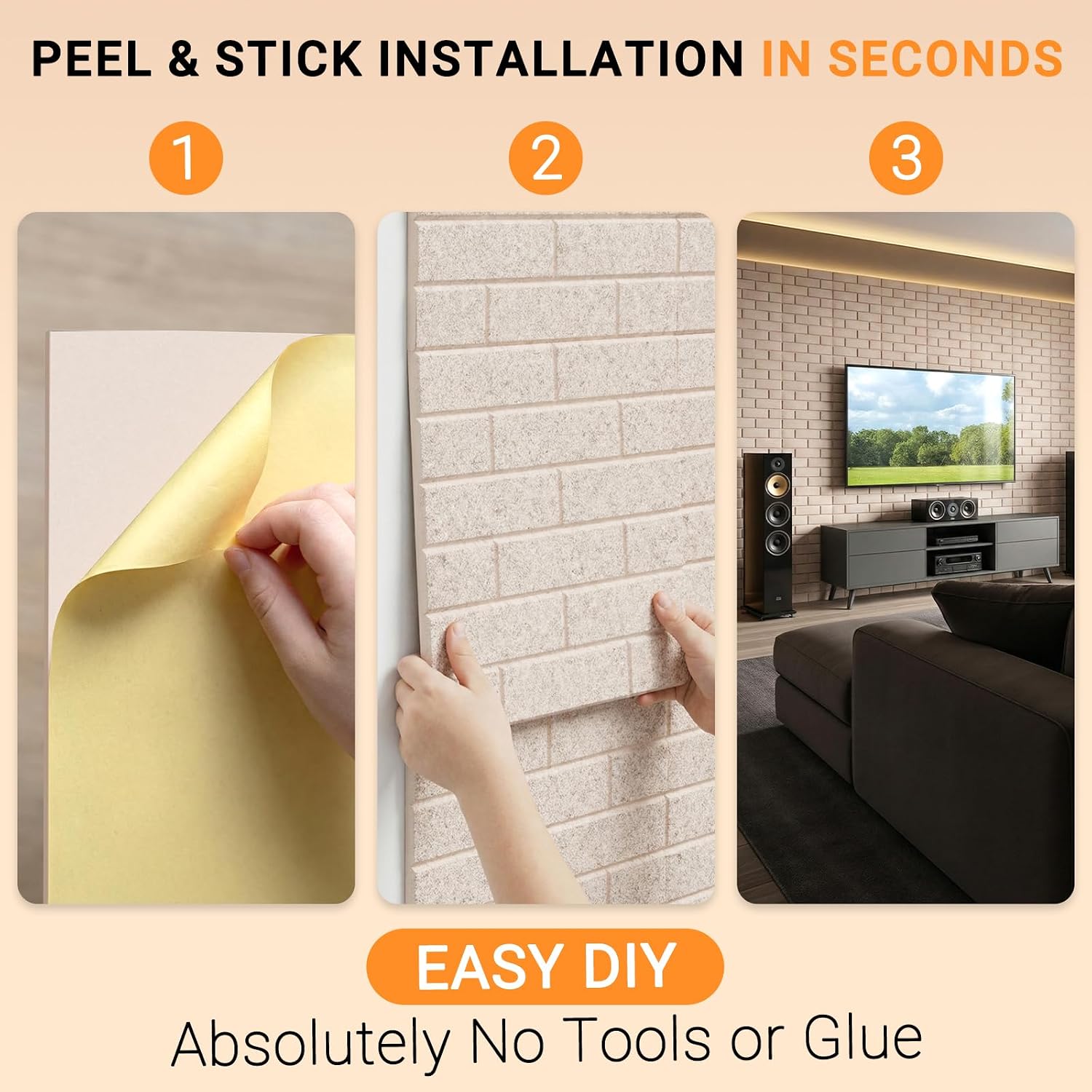 15 Pack Brick Acoustic Panels with Self Adhesive, 12" x 12" x 0.4" High Density Sound Absorbing Foam Panels for Walls, Noise Reduction for Home Studio & Office – Camel thumbnail