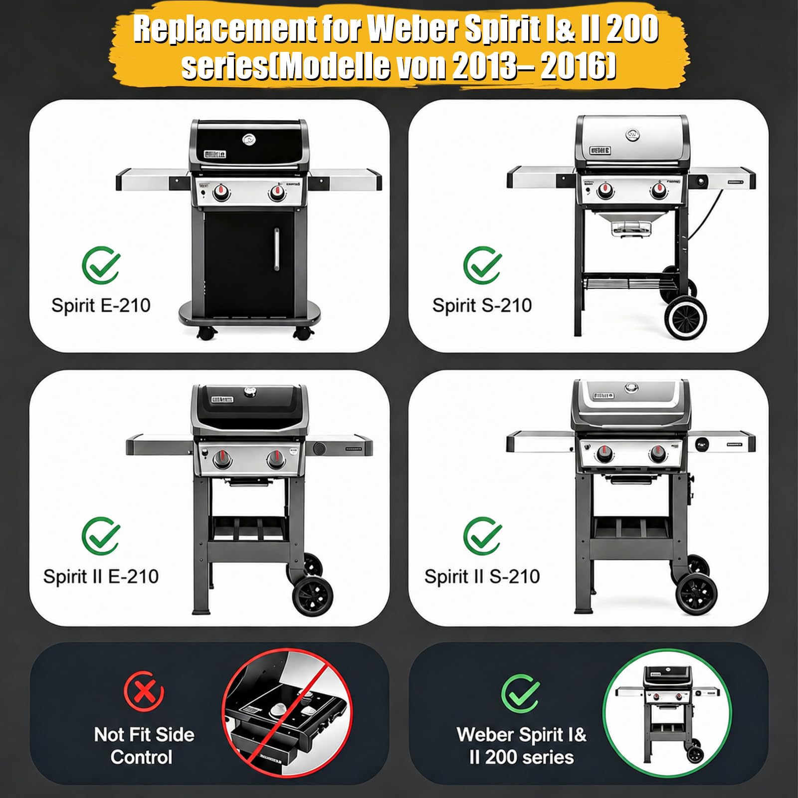GFTIME Edelstahl Grillrost 44,5x26cm für Weber Spirit 200 Serie E210/220 S210/220 Gas Grills