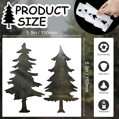 Miniatura 3 de PAGOW 12 plantillas de pinos, plantillas de dibujo PET reutilizables, plantillas de pintura artística para pintar sobre madera, Navidad de invierno,