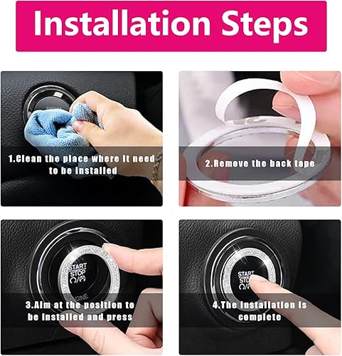 Miniatura 7 de Kewucn Almohadillas de hombro para cinturón de seguridad de automóvil, fundas de cuero sintético con diamantes de imitación y anillo de botón de