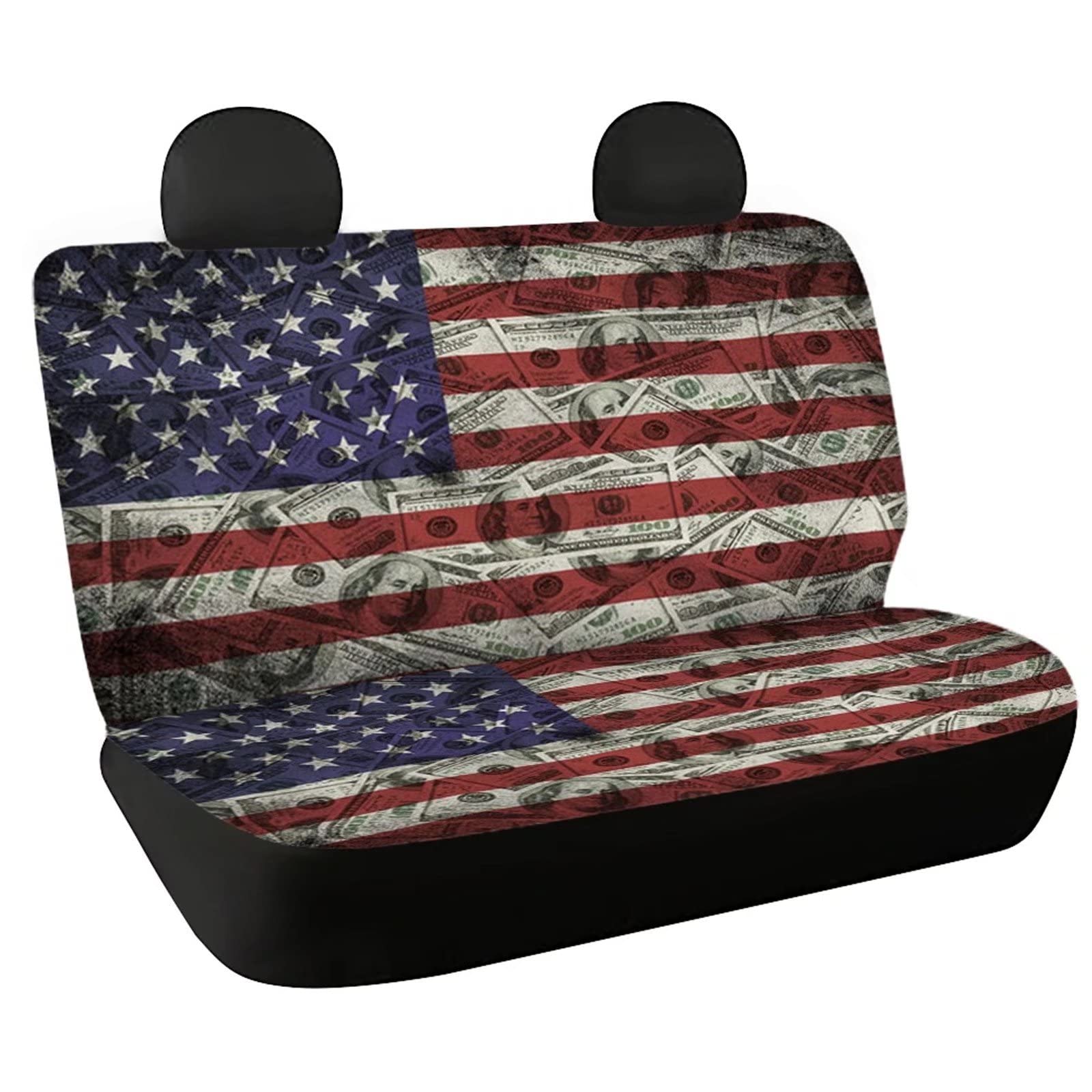 AFPANQZ Universal Car Back Seat Covers Car Rear Seat Split Bench Cushion Covers 2 Pack Car Interior Seat Protection Covers Cushion Backseat American Falg Dollar Seat Covers Cars Accessories Decor