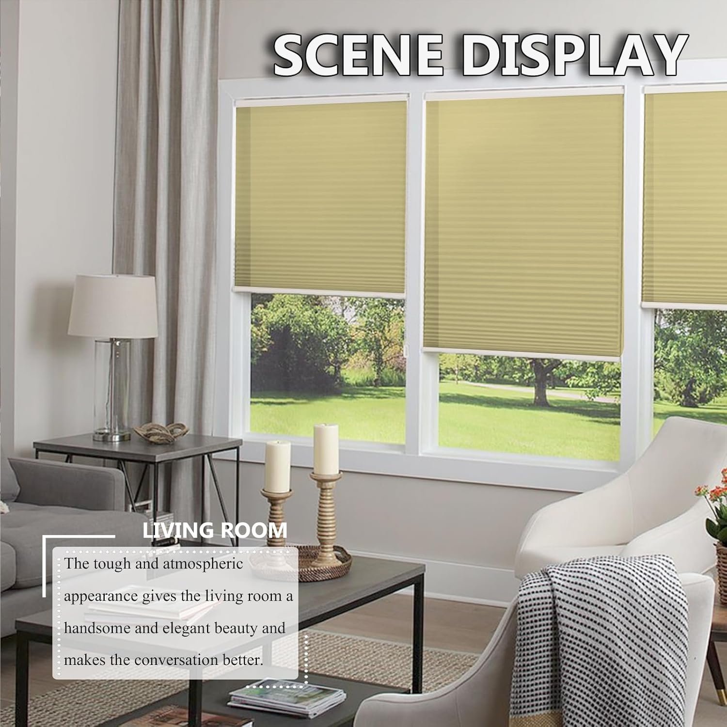 Cordless Cellular Shades, Blackout Honeycomb Blinds Window Shades Free-Stop Blackout Blinds Single Cell Honeycomb Blinds, Room Darkening Pleated Window Shades for Bedroom Nursery(Size:Custom Size,Colo