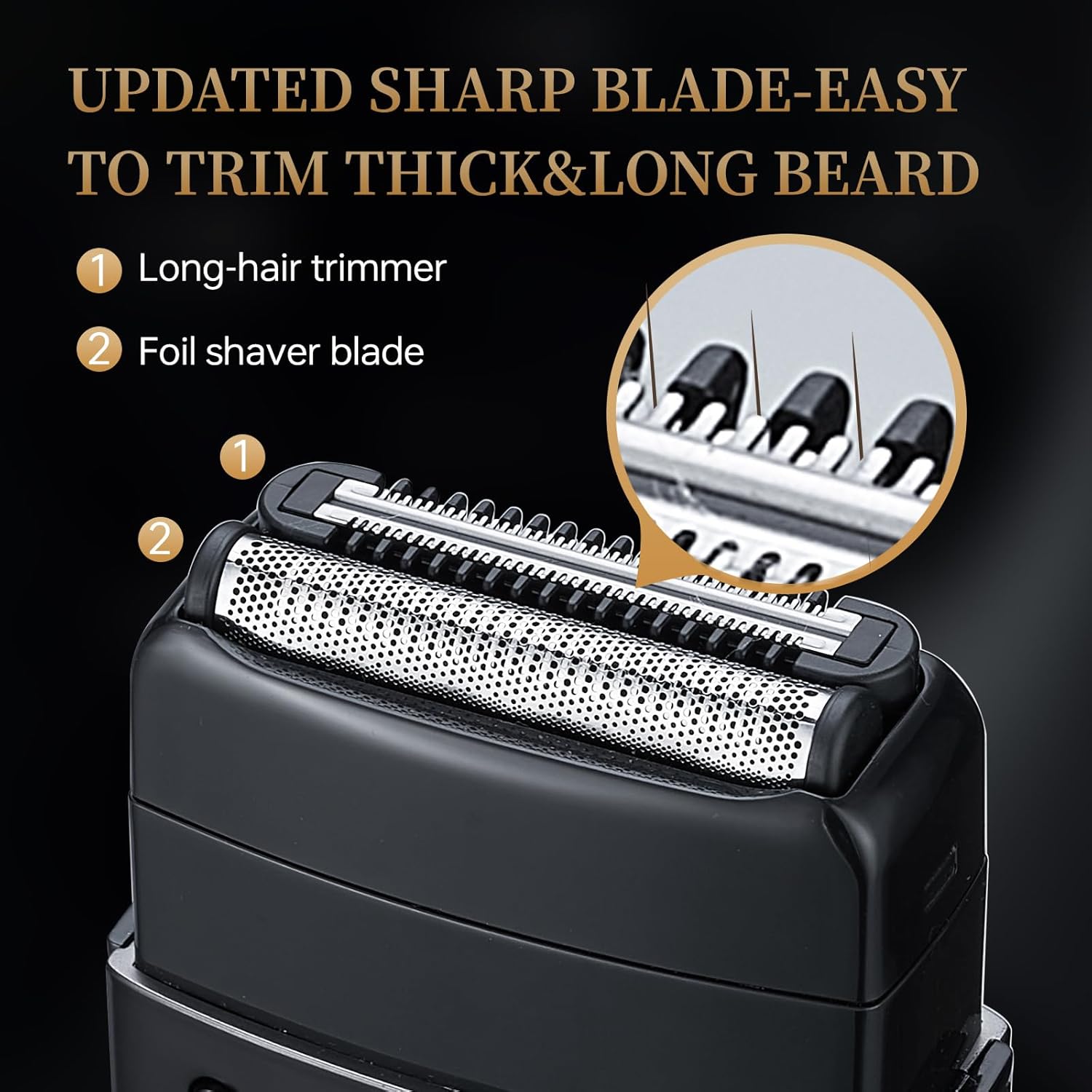 Electric Foil Shavers for Men, Electric Razor for Men Face - 2 Floating Blades, IPX7 Waterproof, 3 Adjustable Gears, LCD Display, Type-C Rechargeable,Wet/Dry Foil Shaver for Travel & Home, Matte Black - Image 2