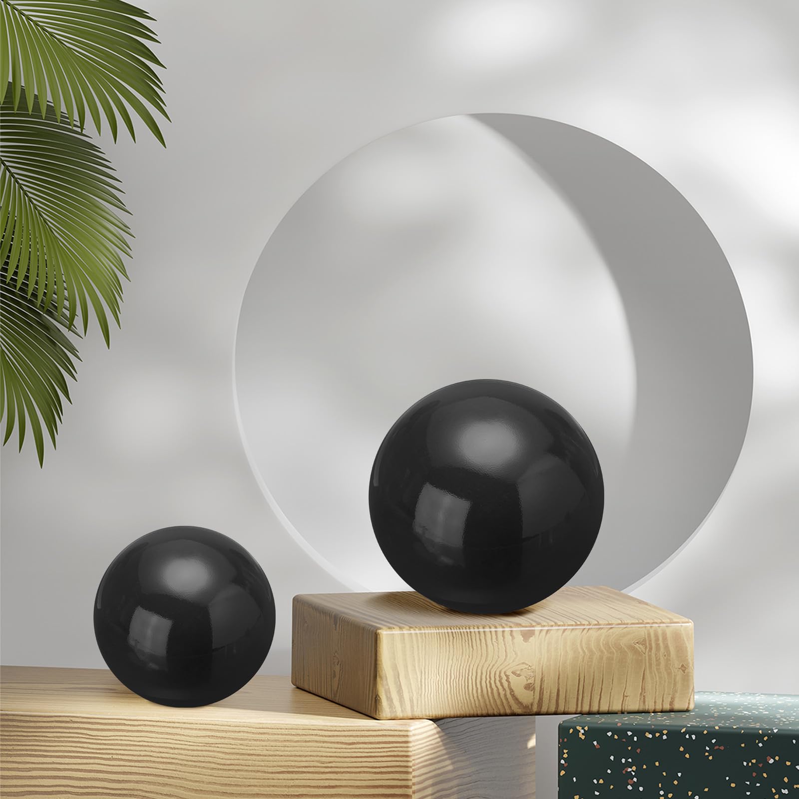 QUARKZMAN Boule de Décoration de Globe de Jardin 3,5 Pouces 90 mm Sphère Réfléchissante Polie, Boule de Jardin en Acier Inoxydable pour Décoration de Jardin à Domicile, Noir Brillant
