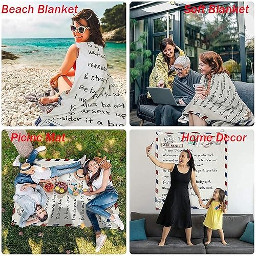 Miniatura 4 de WINGSIGHT Manta de franela grande con letras "Mom to My Son", súper suave y cálida, adecuada para cumpleaños y aniversarios, como regalo para cama,