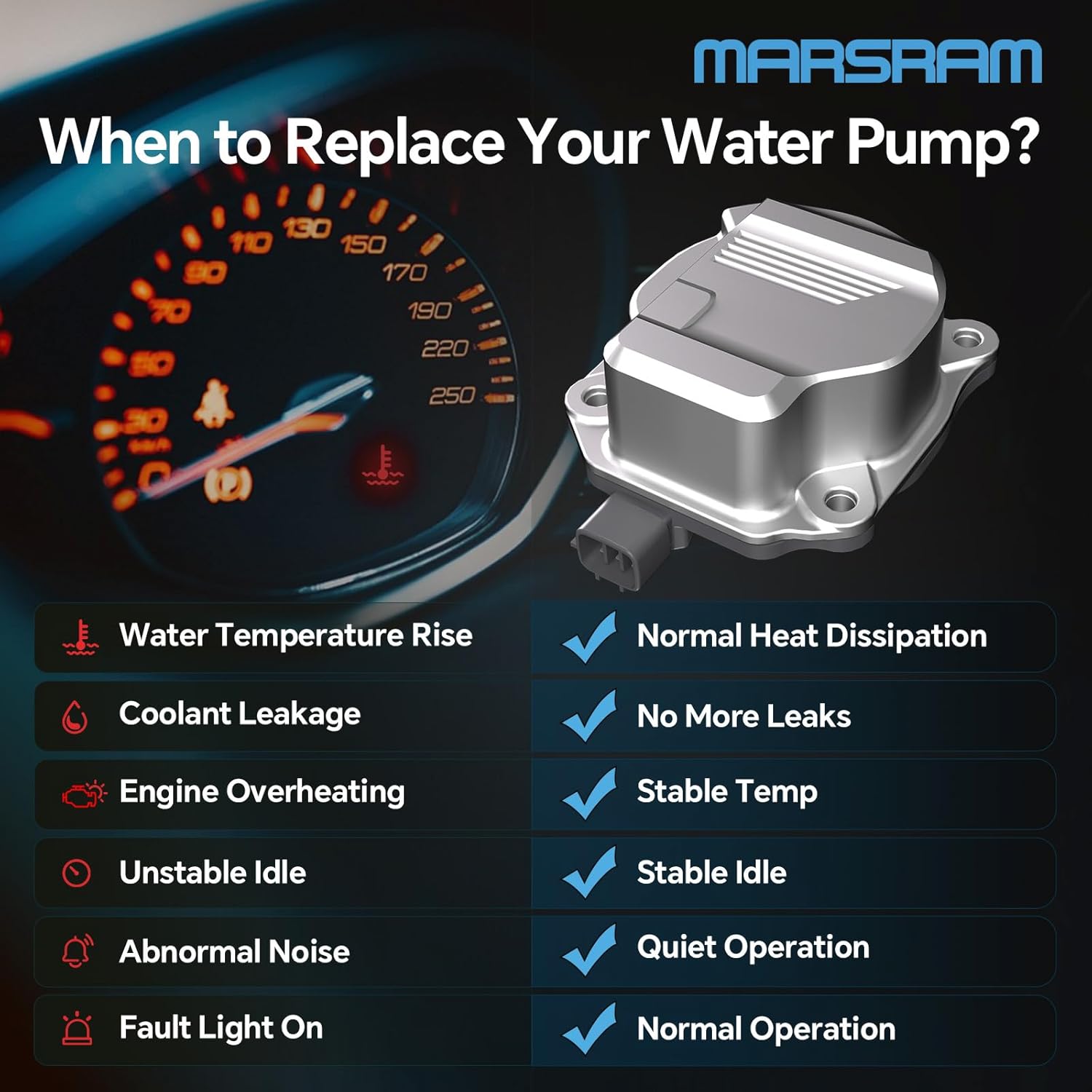Marsram Coolant Electric Water Pump Compatible with Toyota Camry RAV4 Lexus 2019 2020 2022 Avalon, Highlander Sienna Venz, ES300h ES250 NX250 NX350h, 2.5L L4, Replaces# 16032-25010, 16032F0011