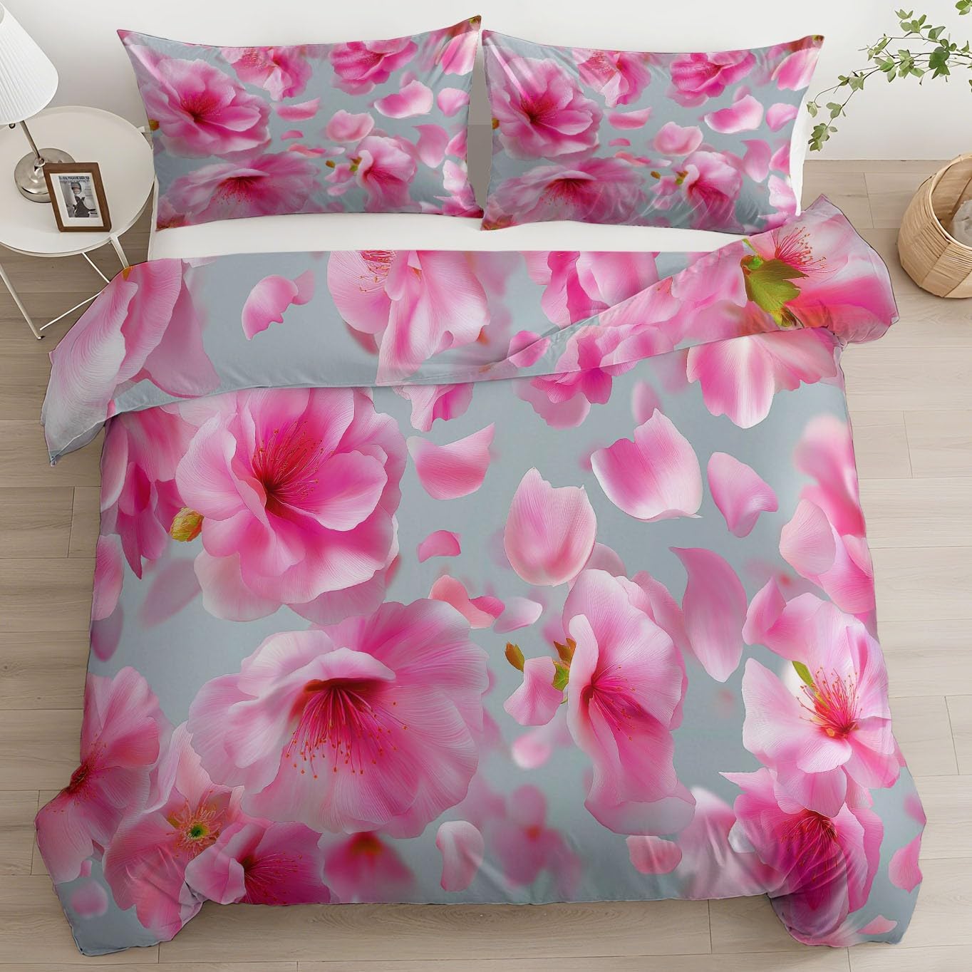 Parure de lit fleurs roses 220x240 pour une chambre parentale apaisante