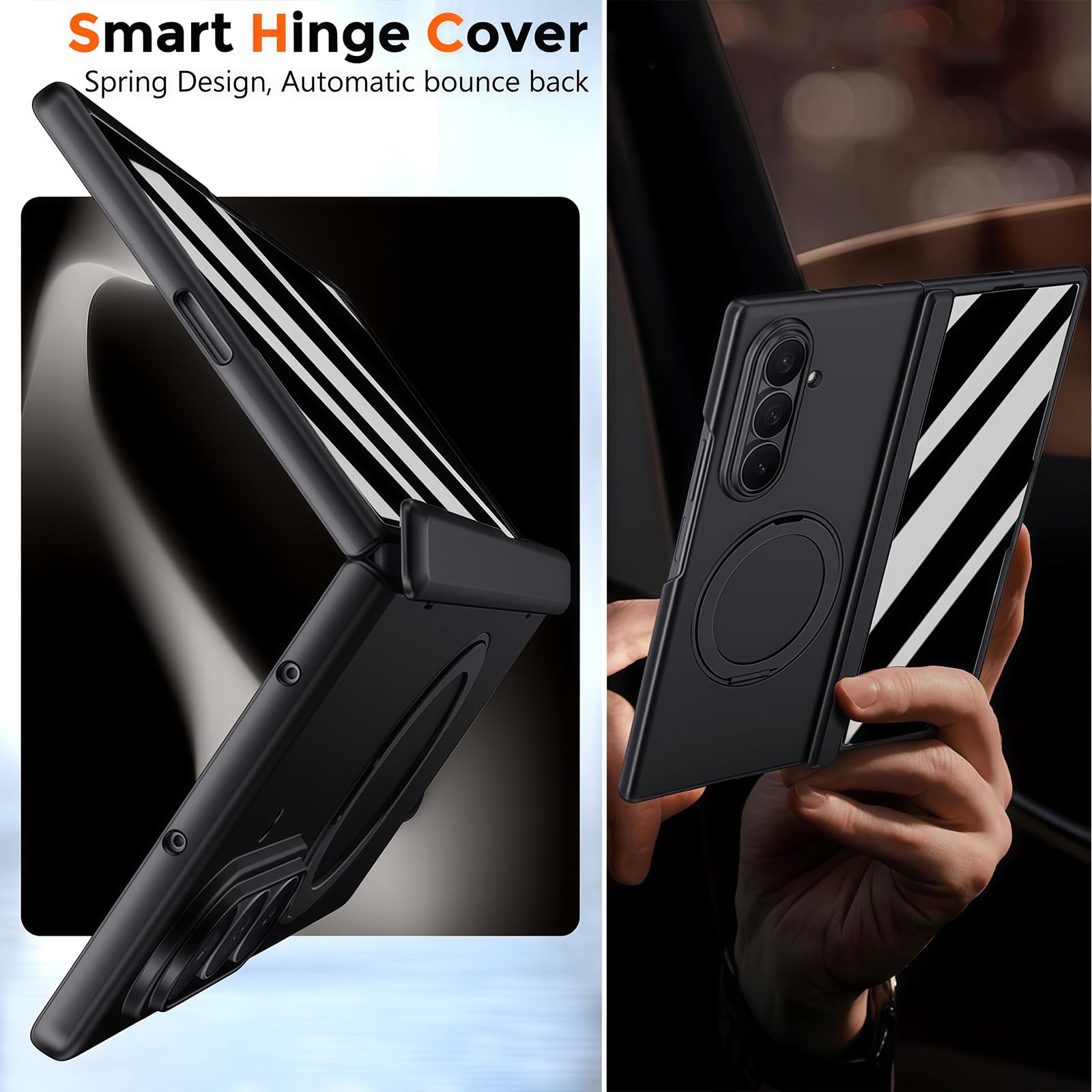 Custodia per Samsung Galaxy Z Fold 8 Ultra con supporto ad anello magnetico, [compatibile] Protezione schermo integrata per la privacy copertura completa cerniera custodia protettiva per