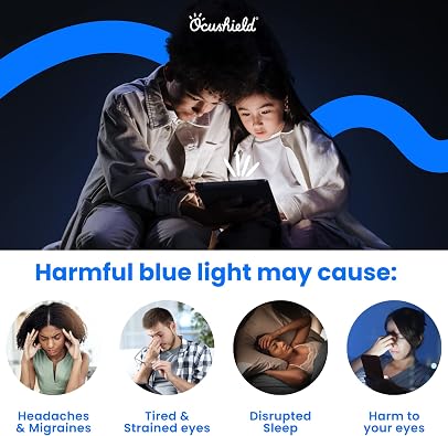 Ocushield Blue Light Blocking Glasses Prevent Eye Strain from Digital Devices | Developed by Optometrists | For Adults & Kids