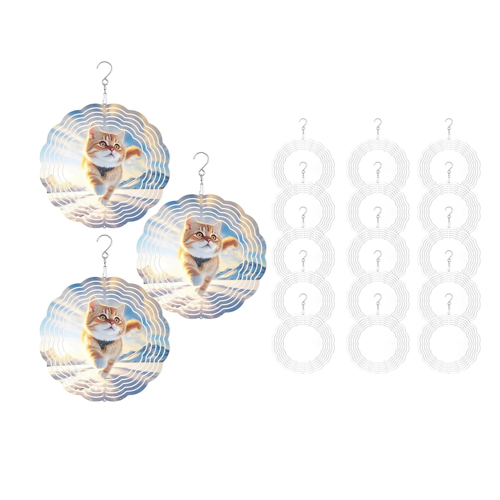 Hndhbfgrt 18Pack 8 Inch Sublimation Wind Spinner Blanks 3D Wind Spinners Hanging Wind Spinners for Indoor Outdoor