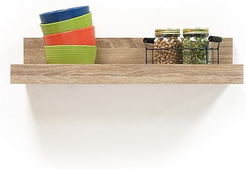 Miniatura 4 de InPlace 9602072E - Estantería Shiplap de 24 pulgadas de ancho x 10 pulgadas de profundidad x 5 pulgadas de alto, roble blanco