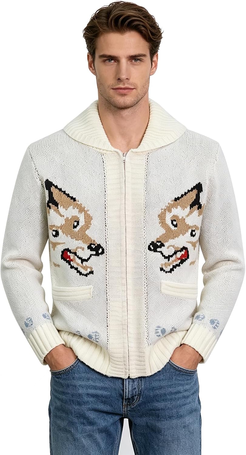 Adult Men's Project Ryan Gosling Wolf Cardigan Sweater Ryland Grace Knitted Jacket Costume