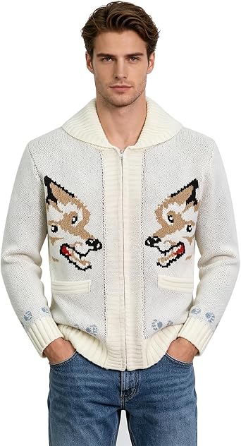 Adult Mens Project Ryan Gosling Wolf Cardigan Sweater Ryland Grace Knitted Jacket Costume