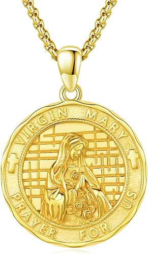 Vista 31 de Collar con colgante de plata de ley 925 con medalla de San Patrón, joyería religiosa para hombres y mujeres, con cadena de acero inoxidable 316L