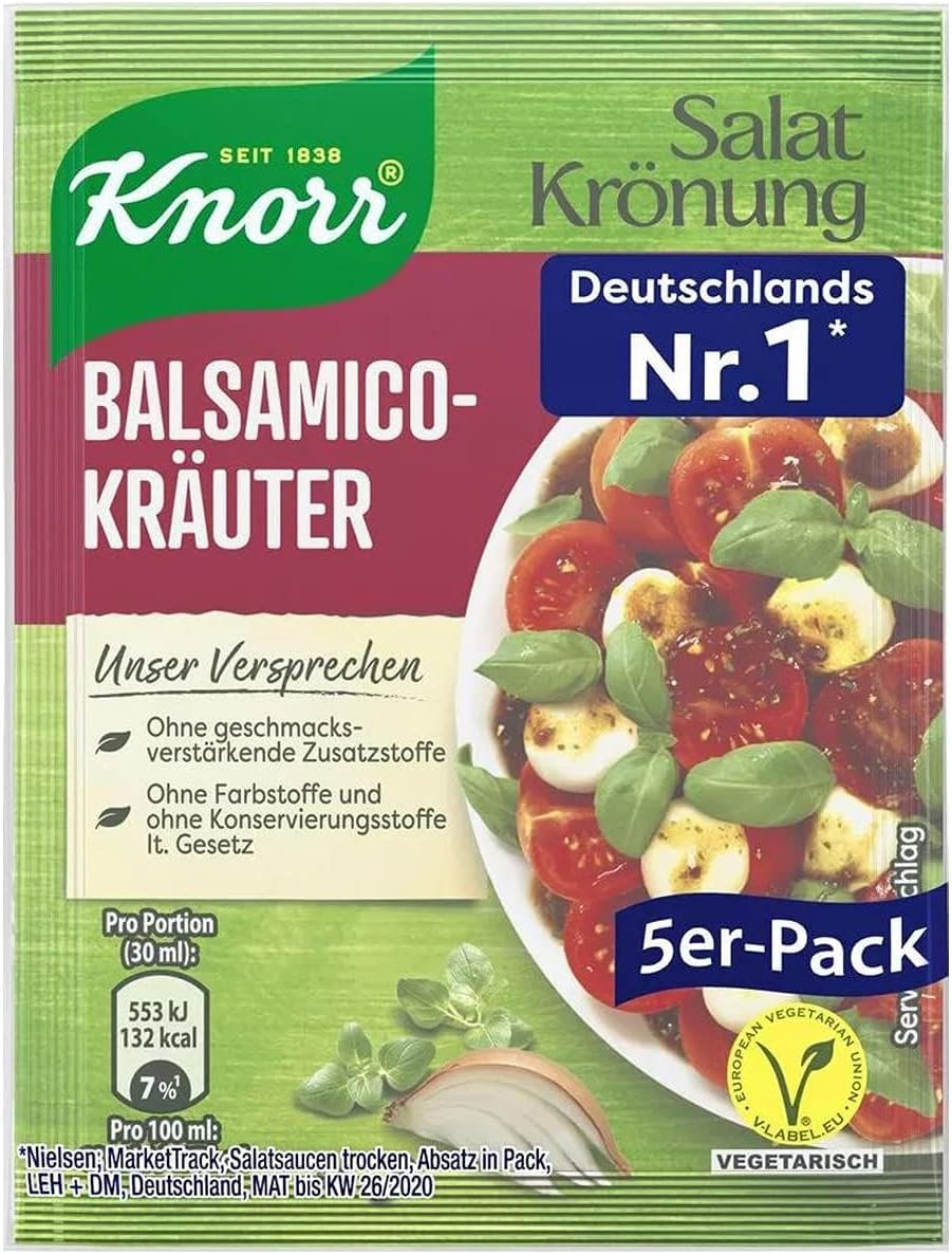 Balsamico-Kräuter Salat-krönung - Dressing Mix Alemania sabor a hierbas balsámicas, a base de hierbas procedentes de agricultura sostenible - Compatible con Knorr - 55g