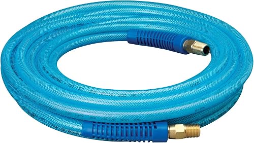 Plews & Edelmann Amflo 12-25E Polyurethane Air Hose - Non-marring, Smooth Finish, Easy to carry, Lightweight, Cold Weather Flexible, Great Indoors or Out, 1/4" X 25', Blue, 25 ft