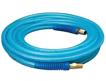Plews & Edelmann Amflo 12-25E Polyurethane Air Hose - Non-marring, Smooth Finish, Easy to carry, Lightweight, Cold Weather Flexible, Great Indoors or Out, 1/4" X 25, Blue, 25 ft