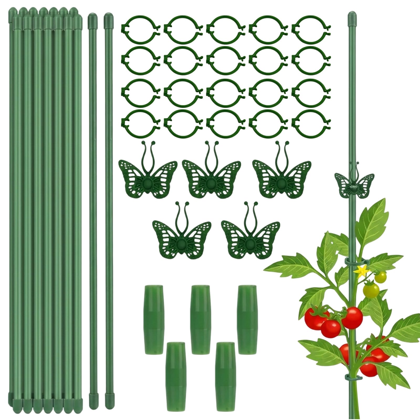 EujRcf Plant Supports for Indoor Plants, Adjustable Plant Support, 42-Piece Gardening Support Sticks Set with Plant Stakes and Orchid Clips, Sturdy Plant Support Stakes for Potted Plants