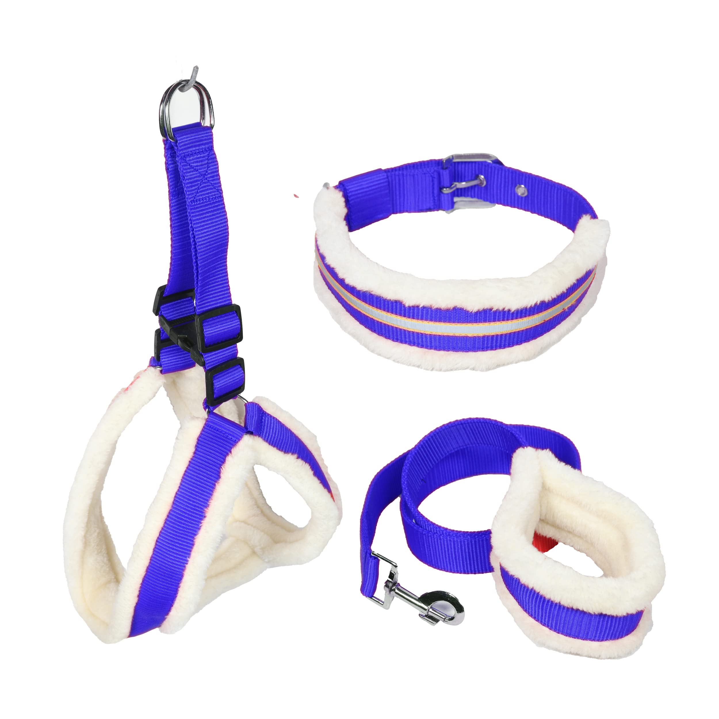Spinny Tails Dog Belt Fure Coller Harness Leash Combo of Nylon White Fur Collar with Soft Handle Fur Leash Dog Leash Reflective Collar Only Blue 1.2 in (B09PGK1248) Amazon Price History, Amazon Price Tracker
