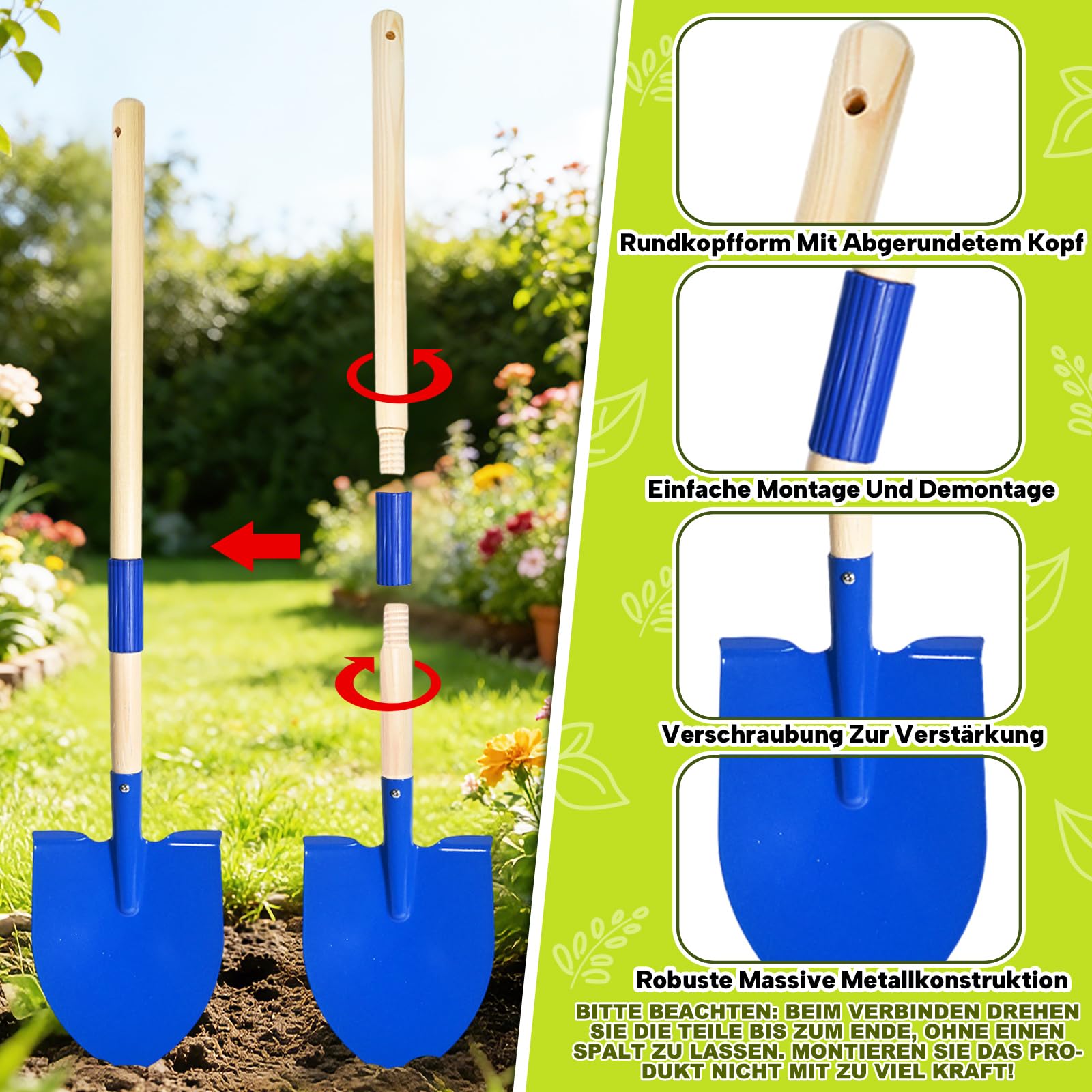 Kit Jardineria Niños, 10pcs Herramientas Jardin Set con Pala, Rastrillo, Tenedor, Guantes de Trabajo, Herramientas de Jardín (B)