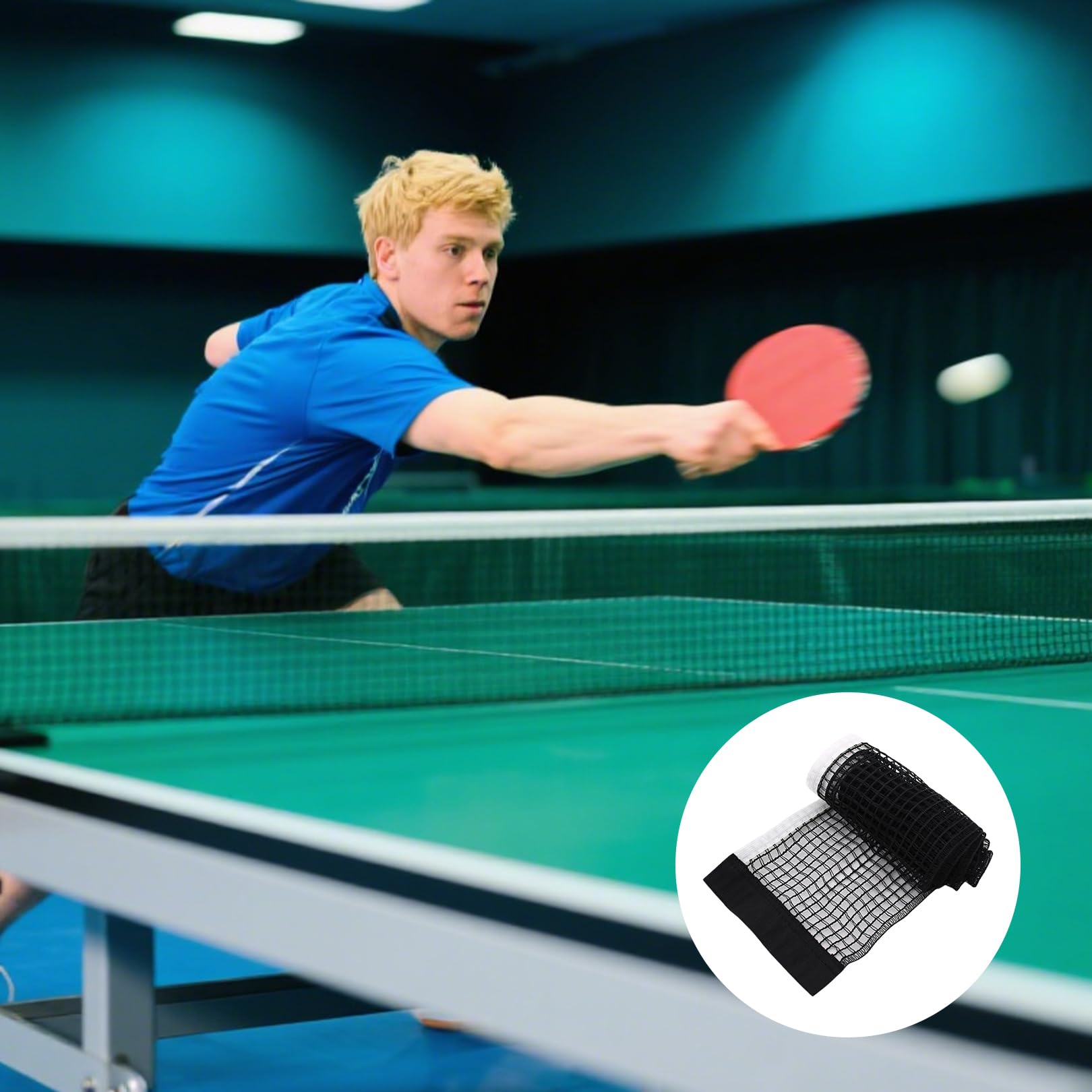 Red de ping pong para cualquier mesa, 180 × 15 cm, red portátil de ping pong para exterior e interior, red de repuesto para entrenamiento de tenis de mesa, color negro, resistente y duradero bloque de