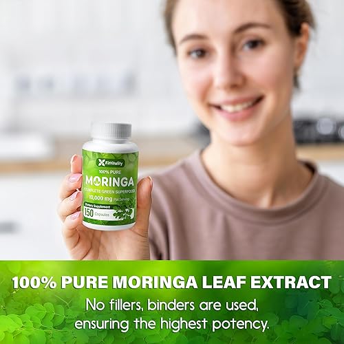 Miniatura 8 de Cápsulas de Moringa  150 cápsulas  Moringa Oleifera  10,000 mg  100% puro y natural  Suplemento sin OMG y sin gluten  Superalimento verde completo