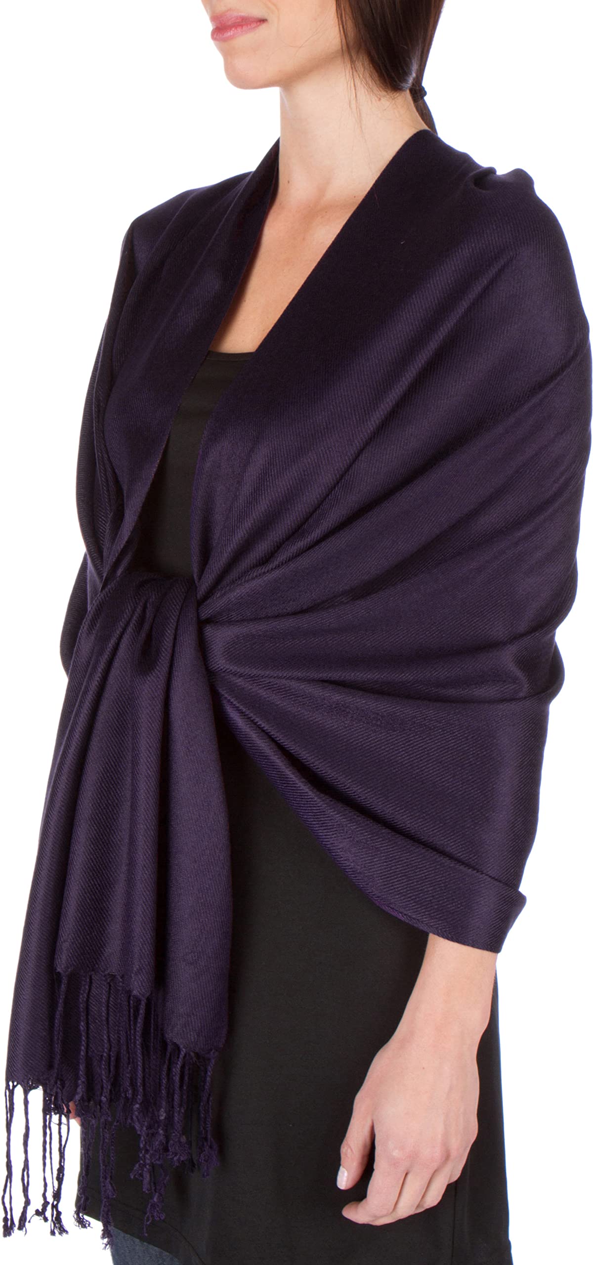 Sakkas Women's Plum Large Soft Silky Pashmina Shawl Wrap Scarf In Solid Colors