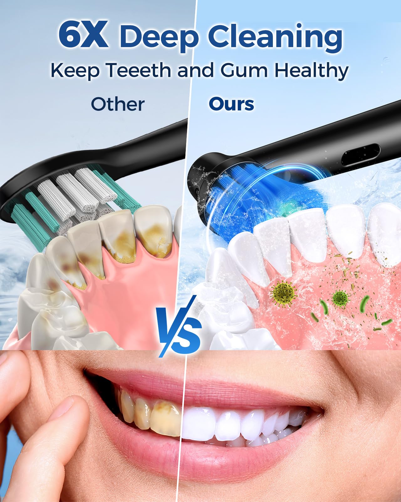 TEETHEORY Rotating Electric Toothbrush for Adults with 8 Brush Heads, Sensitive Gum Care Electric Toothbrush with 3 Modes and 2 Min Smart Timer, Rechargeable Last 60 Days