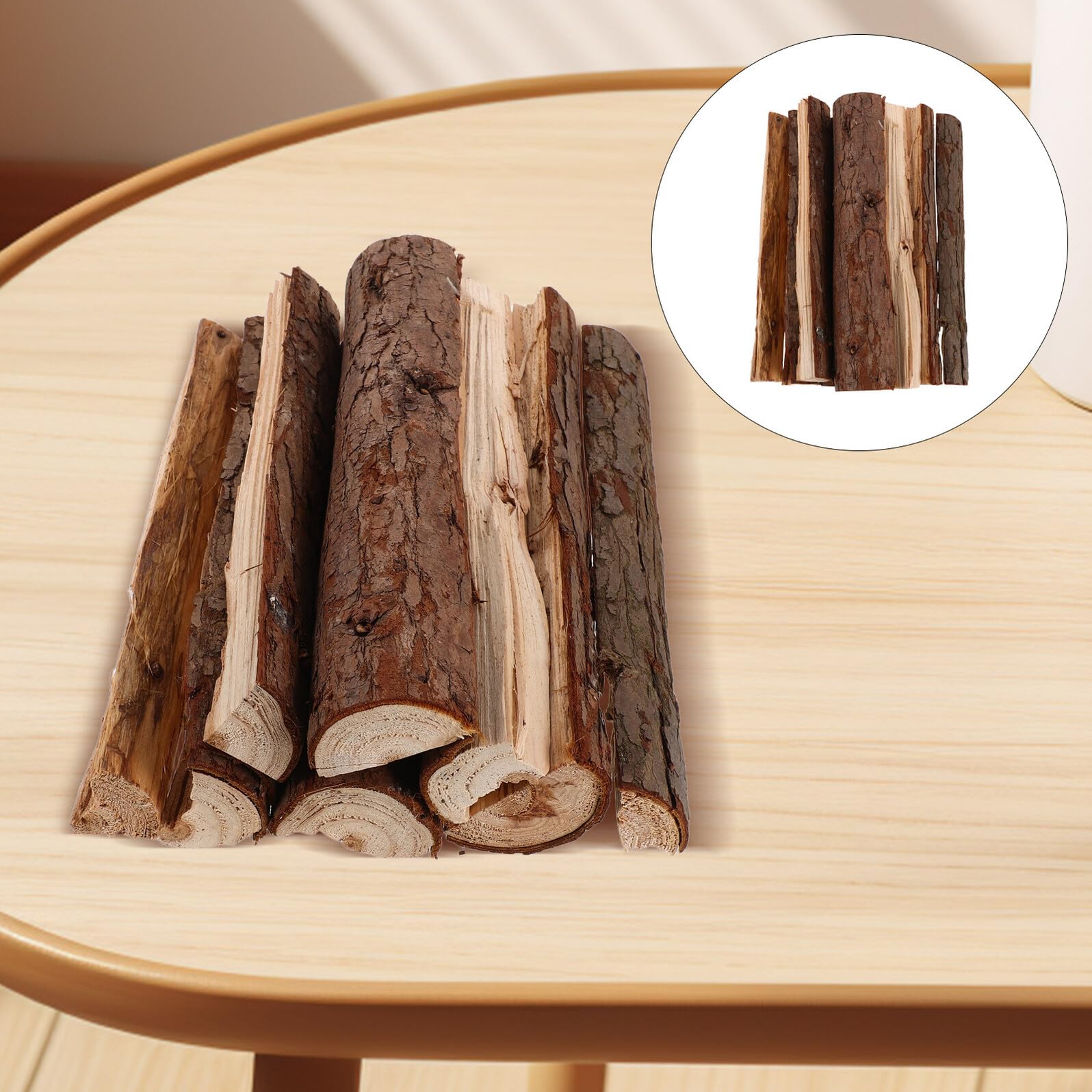 DOITOOL Leños Decorativos de Madera Seca con Superficie Natural 22 CM Juego de 10 Piezas para Chimeneas y Decoración Interior y Exterior Troncos Falsos para Fogatas y Jardín