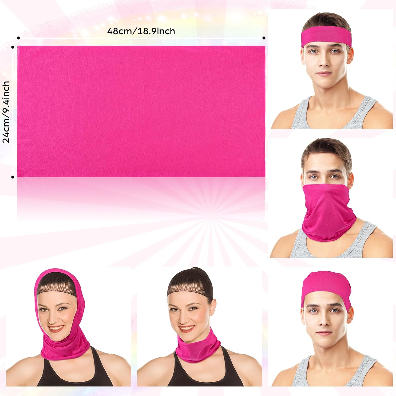 Frienda 3 Pcs Hippie Accessories Costume 70s Tie Dye Leopard Outfits Hippie Headbands for Men Peace Sign Necklace Sunglasses - Image 3